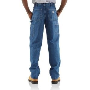 Carhartt B73 DST Mens 46x32 Double Knee Logger Dungaree Jeans NWT Blue Denim